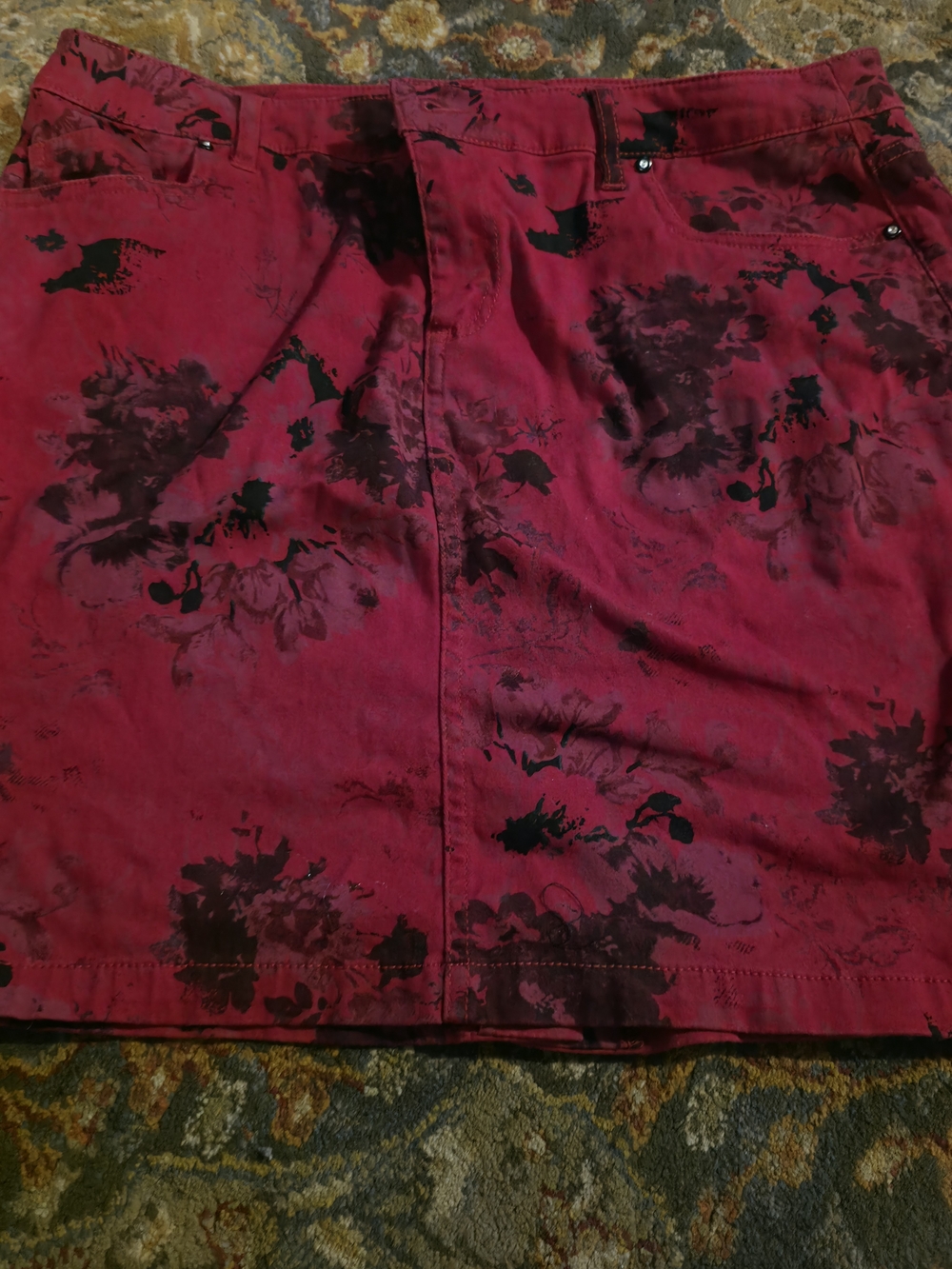 4/$25 Deal! Red Floral Print Mini Skirt